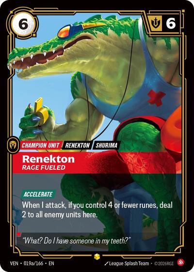 Renekton, Rage Fueled (Alternate Art) [VEN-019a/166] [Foil]