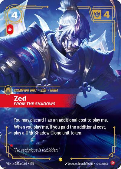 Zed, From the Shadows (Alternate Art) [VEN-023a/166] [Foil]